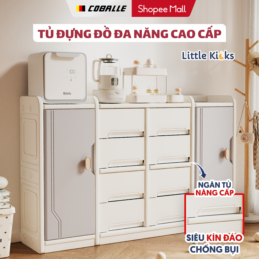 (New)Tủ Đựng Đồ Cho Bé Nhiều Ngăn LittleKicks Có Tấm Hậu Cao Cấp, Tủ Đựng Quần Áo Đồ Chơi Cho Bé Sơ 