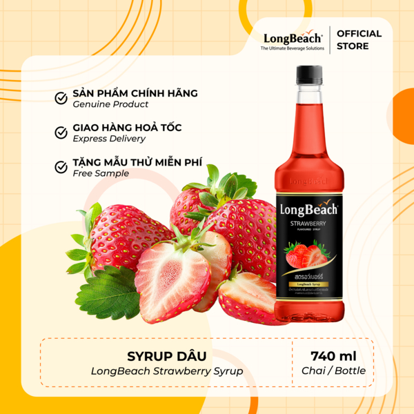 Siro Dâu - LongBeach Strawberry Syrup 740ml