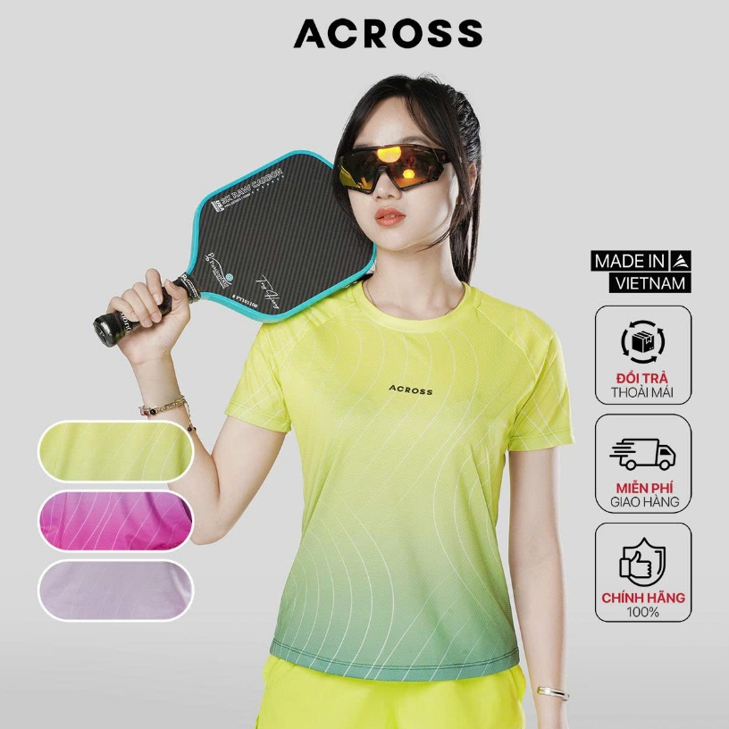 Áo thun Tshirt thể thao nữ Across The Sóng - chạy bộ thoáng khí, thấm hút tốt. Chạy bộ, cầu lông,...