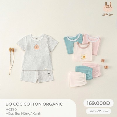 Bộ cộc tay vải cotton organic [ Mềm - mát - co dãn và thấm hút tốt ] dành cho bé  từ 6M -4Y  (HCT30))