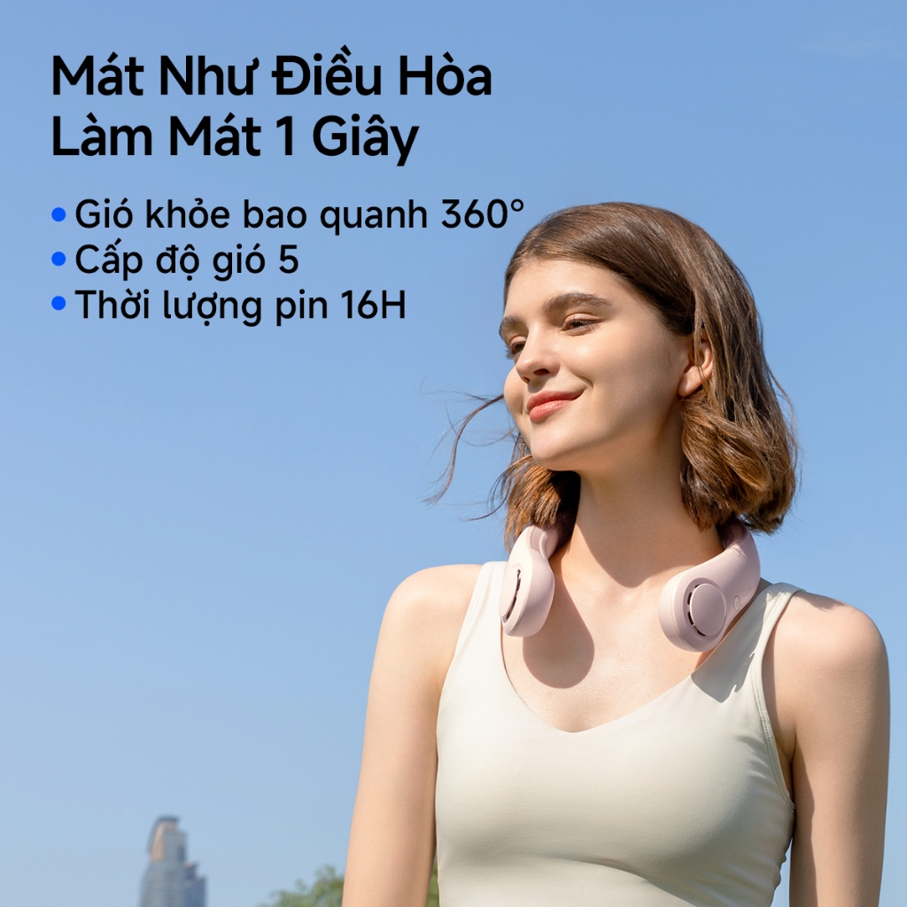 Quạt đeo cổ JisuLife 3, pin bền, 3 cấp gió, gọn nhẹ, tiện du lịch, ngoài trời, dùng hàng ngày | BigBuy360 - bigbuy360.vn