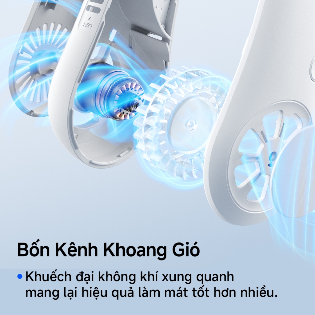 Quạt đeo cổ JisuLife 3, pin bền, 3 cấp gió, gọn nhẹ, tiện du lịch, ngoài trời, dùng hàng ngày | BigBuy360 - bigbuy360.vn