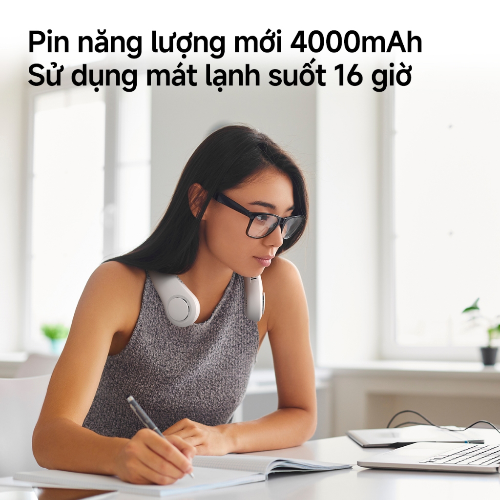 Quạt đeo cổ JisuLife 3, pin bền, 3 cấp gió, gọn nhẹ, tiện du lịch, ngoài trời, dùng hàng ngày | BigBuy360 - bigbuy360.vn