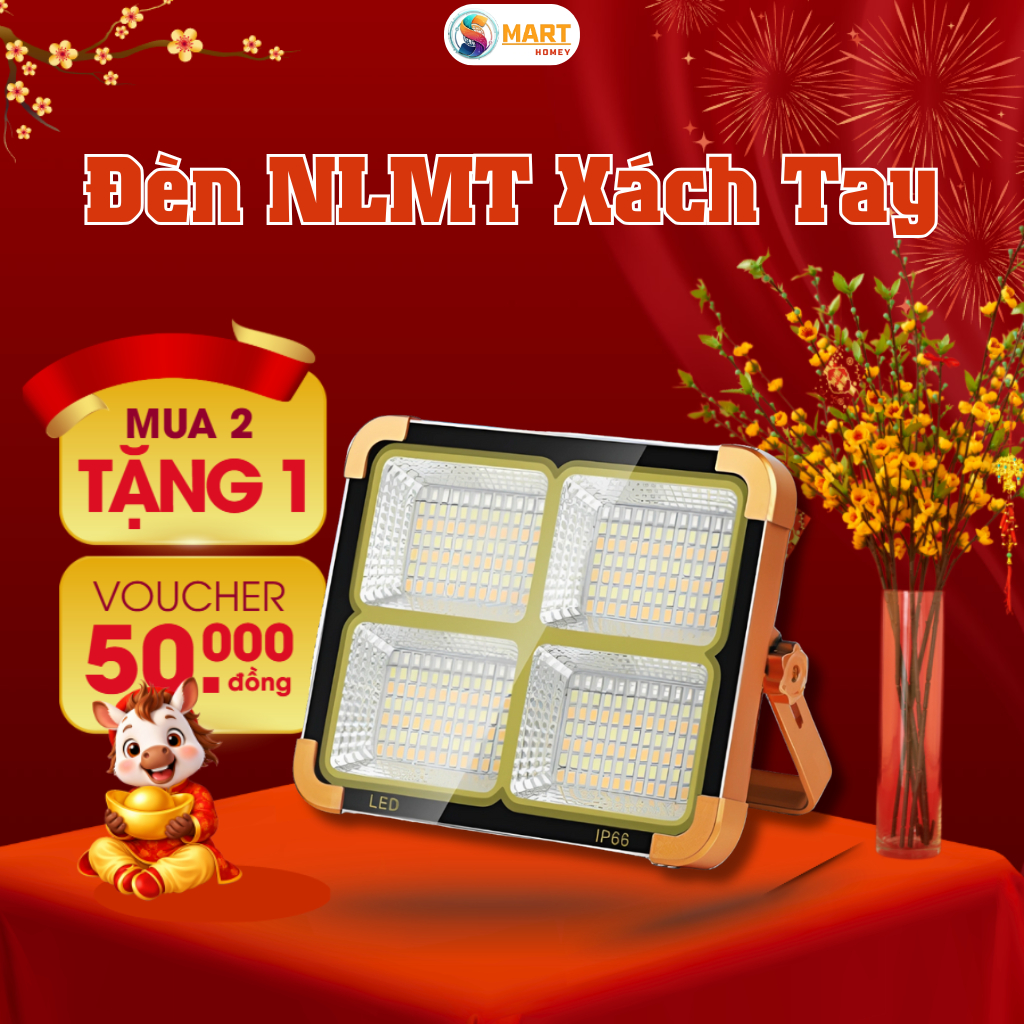 Đèn LED Năng Lượng Mặt Trời Cầm Tay 300W-500W IP66 – Chiếu Sáng Ngoài Trời Đa Năng