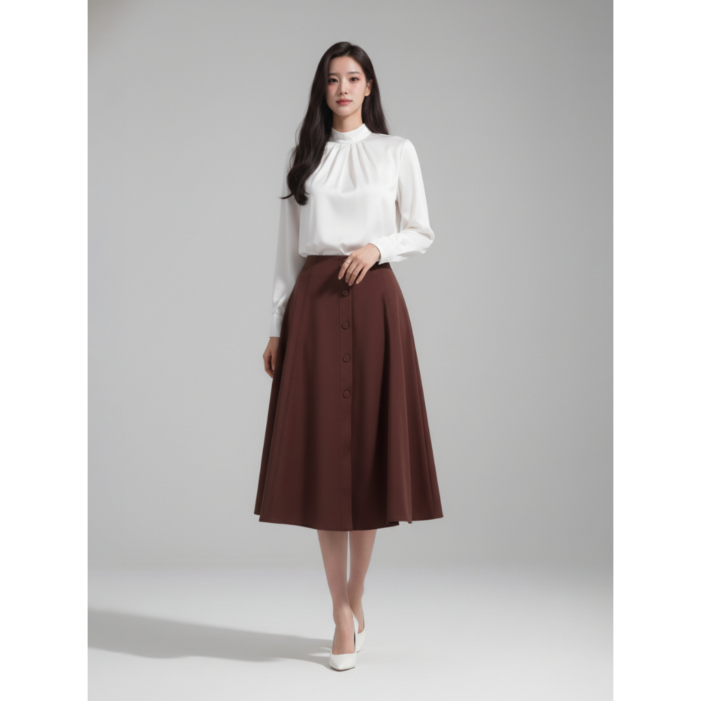 [ONLINE] Áo kiểu Nữ Format 10005743 xếp nếp trang trí