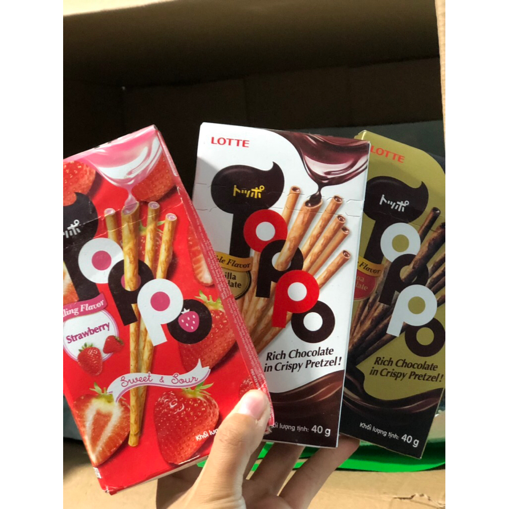 Bánh Que Lotte Toppo Vị Caocao-Vani-Dâu 40g