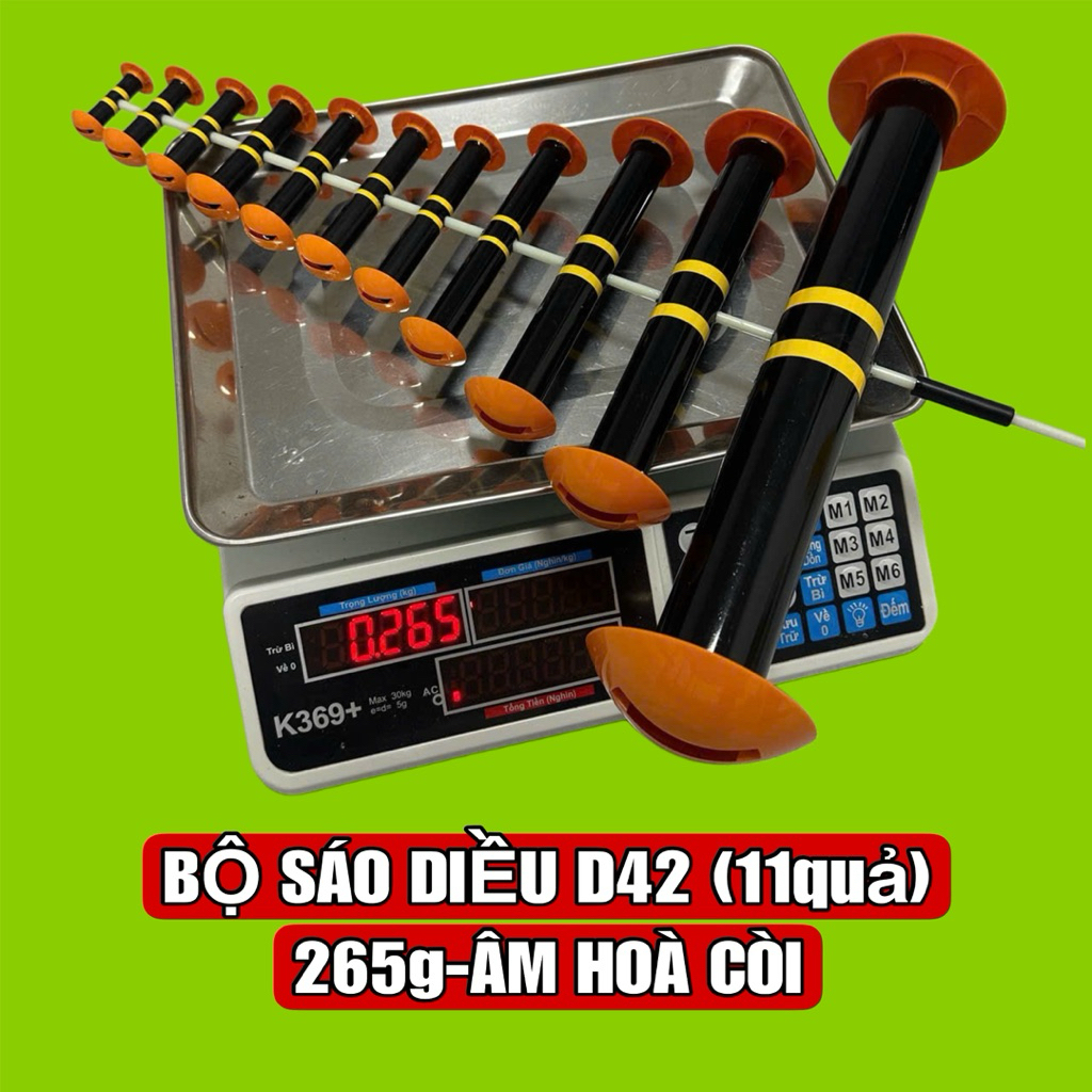 Bộ sáo diều nhựa d42 (11quả) Âm hoà còi nặng 265g cho diều từ 2m-3m