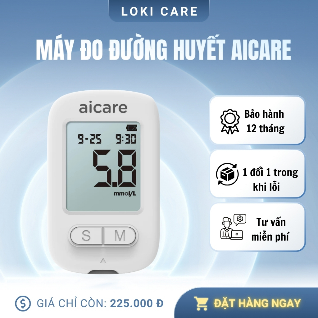 Máy Đo Đường Huyết ACCU AICARE W33 Chính Hãng – Đo Nhanh 5s, Chính Xác Cao | Combo Que Thử & Kim Chí