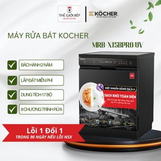 Máy rửa bát Kocher MRB-X15BPROUV – Dung tích 17 bộ – Sấy độc lập – Diệt khuẩn UV – Lưu trữ 7 ngày