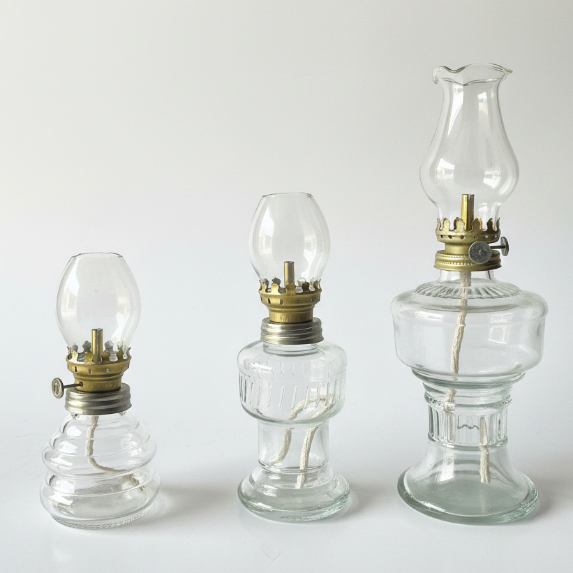 Đèn Dầu Thủy Tinh Cổ Xưa 3 Mẫu – Trang Trí Bàn Thờ & Không Gian Hoài Niệm | Kim Hùng