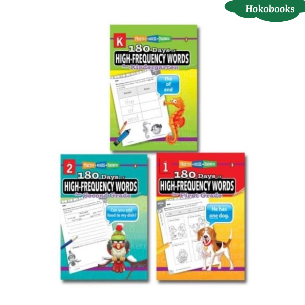 Sách - 180 Days of High-Frequency - Từ Grade K, 1,2 - In laser đẹp