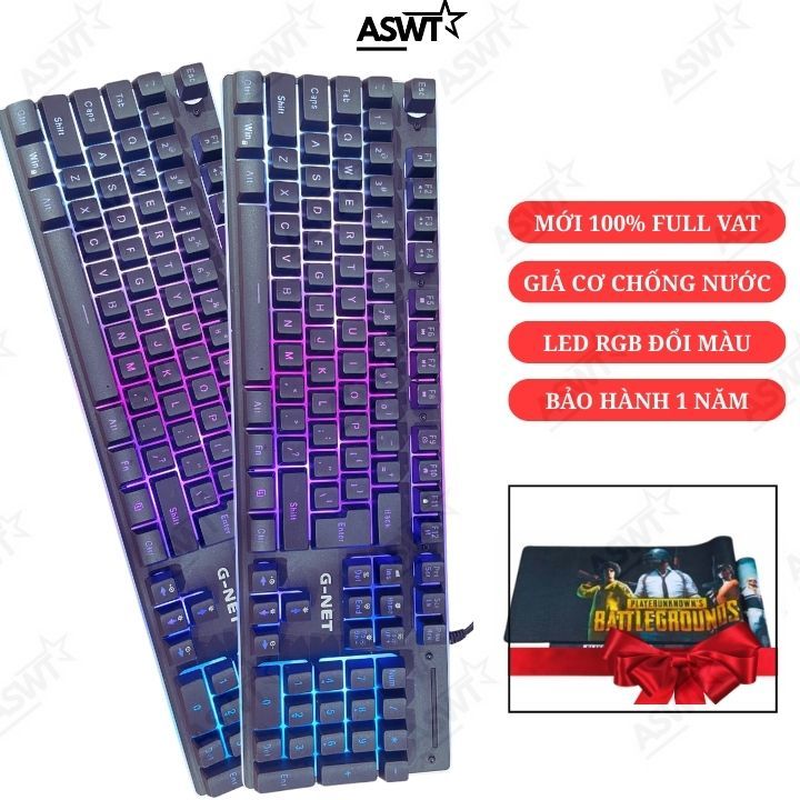 Bàn phím gaming có dây Gnet GK300 (Chống nước, Giả cơ, Led hiệu ứng, Chống cháy) _ Có VAT - bảo hành