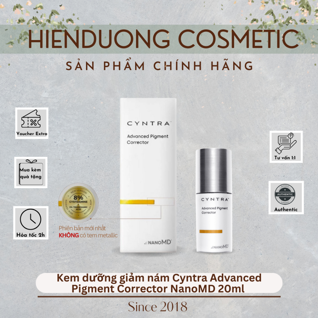 [Đại lý chính hãng] Kem dưỡng giảm nám Cyntra Advanced Pigment Corrector NanoMD 20ml bản mới (Hàng C