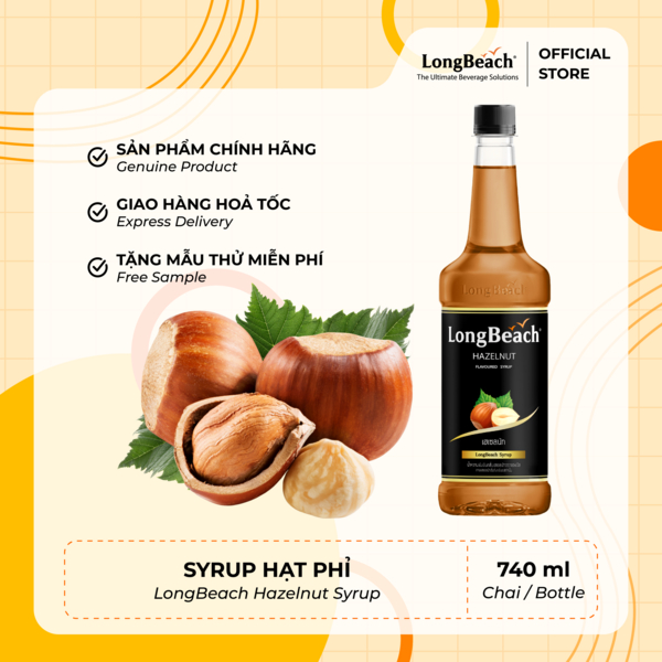 Siro Hạt Phỉ - LongBeach Hazelnut Syrup 740ml