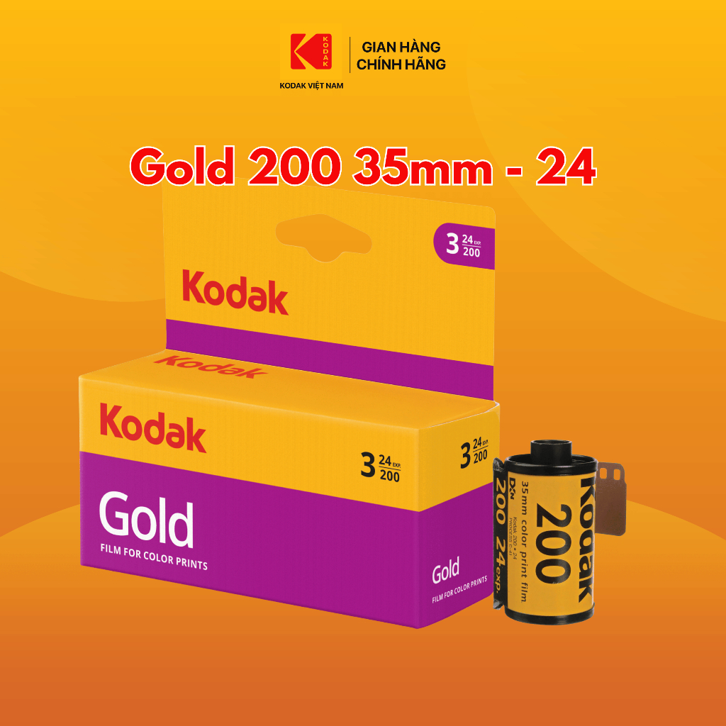 Kodak Gold GB Film 200 135 24 Exp | 3 cuộn | Số ảnh 24 | In date T12/2026