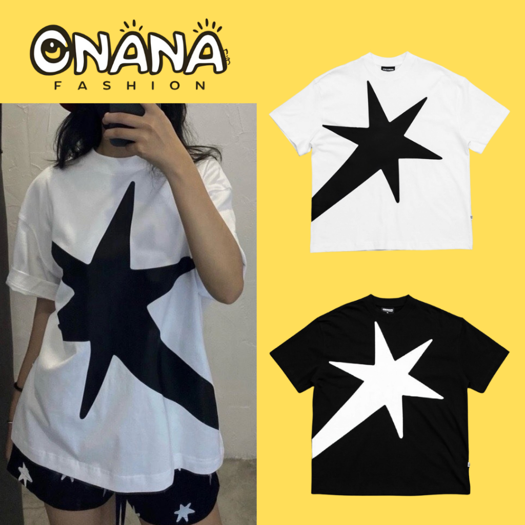 Áo Thun Boxy BIG COMET LOGO ONANA Fashion In Ngôi Sao Vải Cotton - Áo Phông Nam Nữ In Ngôi Sao Siêu 