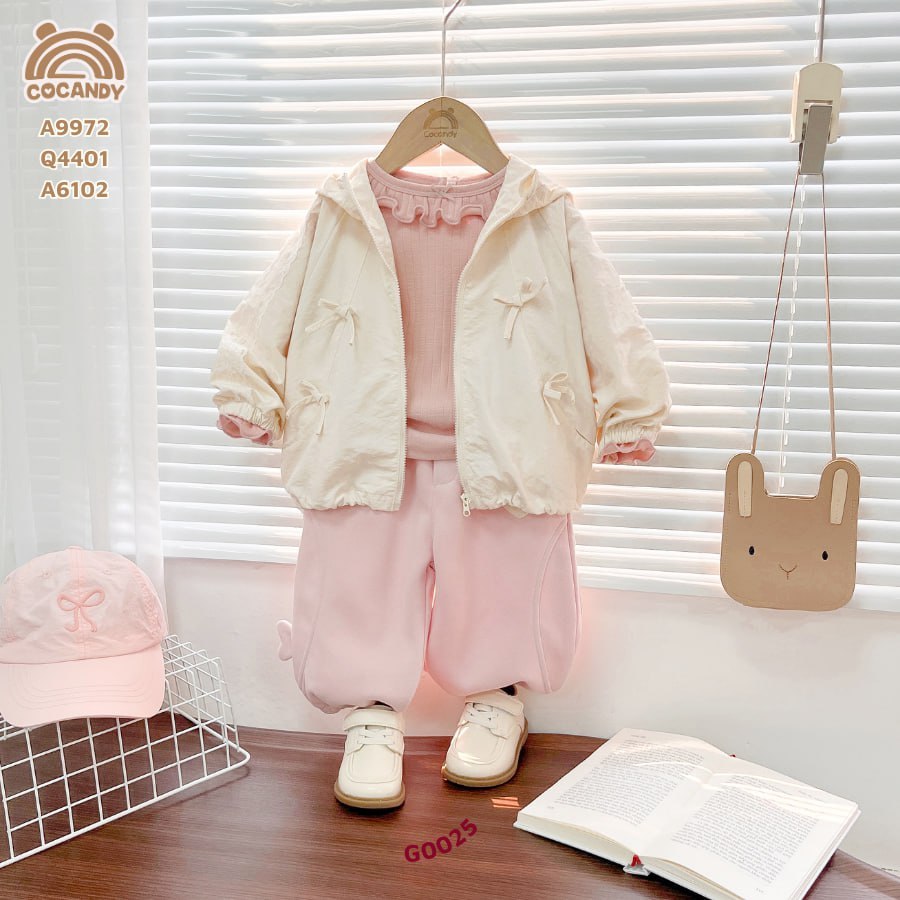 Áo khoác cho bé COCANDY -Áo khoác gió BE phối nơ A9972