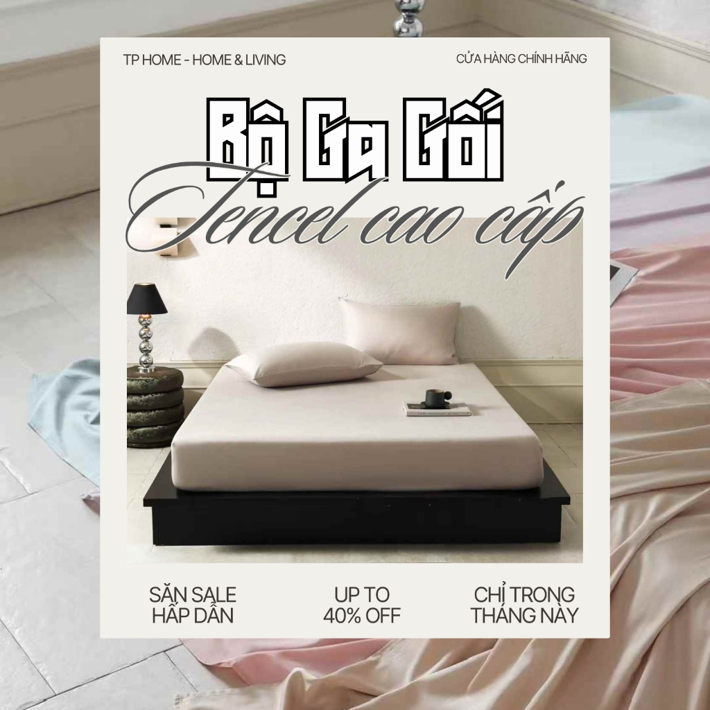 Bộ ga giường cao cấp lụa tencel 100s Genji Decor màu xám