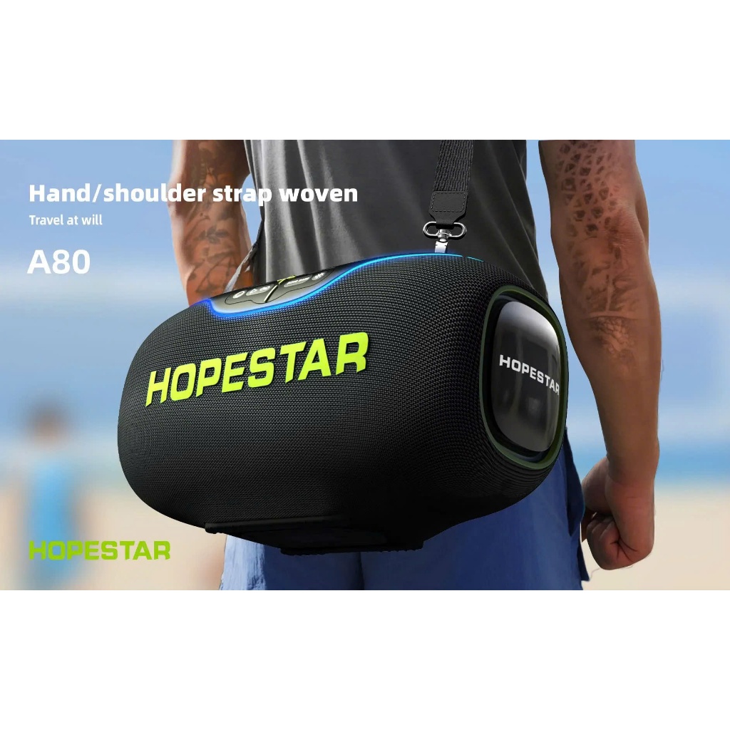 LOA BLUETOOTH HOPSTAR A80 – LOA XÁCH TAY DI ĐỘNG | ÂM THANH CỰC CHẤT + 2 MICRO KHÔNG DÂY