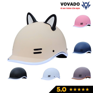 Mũ bảo hiểm dáng cá heo chính hãng, an toàn có lỗ thông gió, tặng kèm tai mèo, freesize từ 55-59cm
