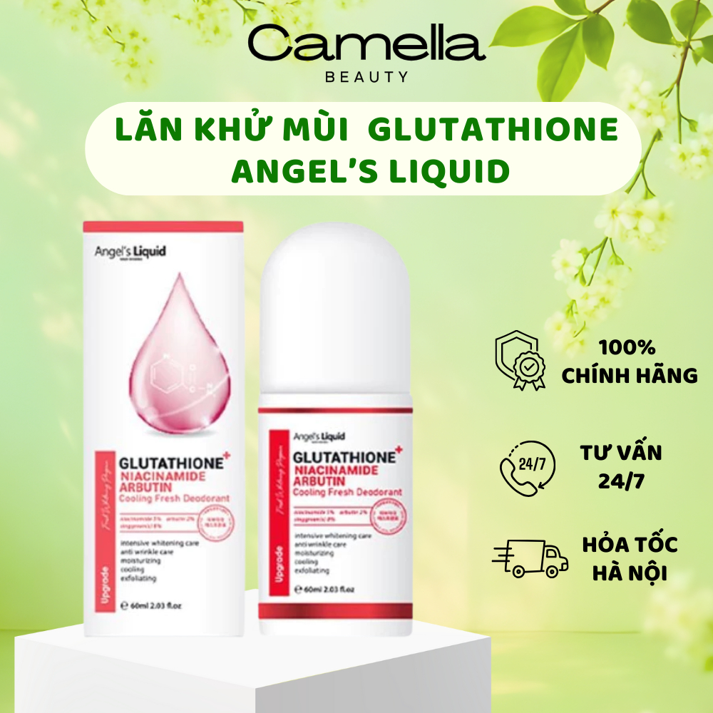 Lăn khử mùi Angel's Liquid Glutathione+Niacinamide Arbutin Cooling Fresh 60ml - Camella Beauty