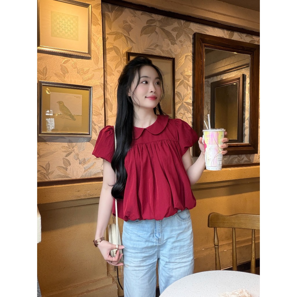 Áo kiểu hottrend nữ áo bí cổ sen xinh xắn trẻ trung LAMO - B1521 | BigBuy360 - bigbuy360.vn