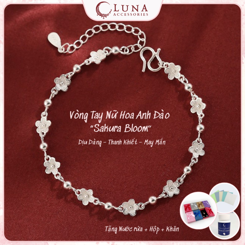 🌸 [Tặng nước rửa bạc + hộp] Vòng Tay Nữ Hoa Anh Đào “Sakura Bloom” | QUÀ TẶNG SINH NHẬT NGƯỜI YÊU, NGÀY KỶ NIỆM Ý NGHĨA