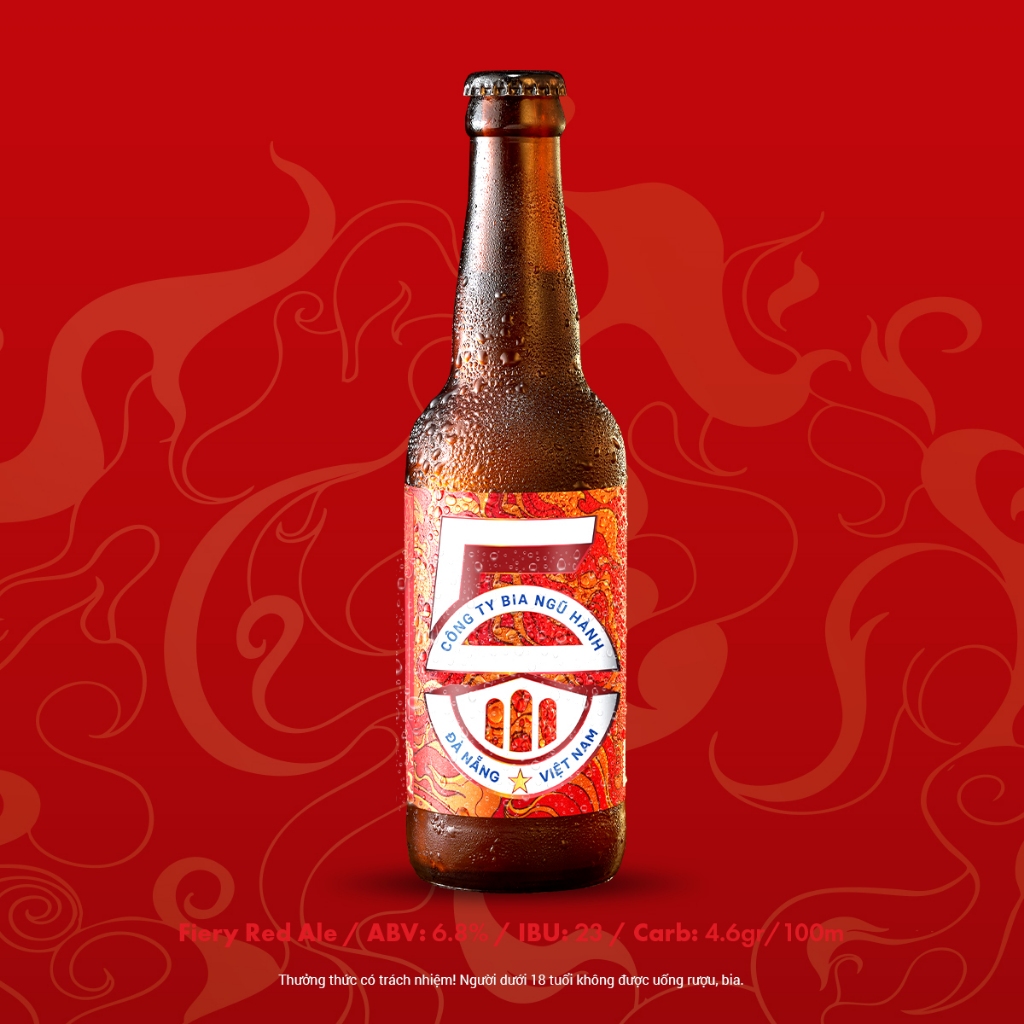 THÙNG BIA CHAI 5E - HỎA/Fiery Red Ale/Bia Ngũ Hành/Bia thủ công/330ml, độ cồn 6.8%/Craft beer