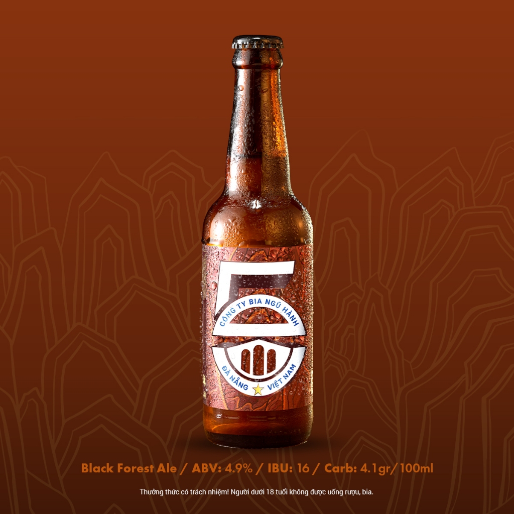 THÙNG BIA CHAI 5E - THỔ/Black Forest Ale/Bia Ngũ Hành/Bia thủ công/330ml, độ cồn 4.9%/Craft beer