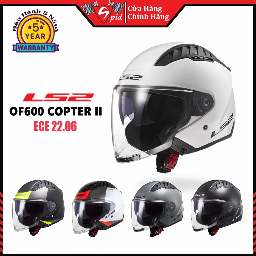 [Hàng Chính Hãng] Mũ Bảo Hiểm 3/4 LS2 OF600 COPTER II 2 Kính Đạt Chuẩn An Toàn ECE 22.06 (Màu Tem) -