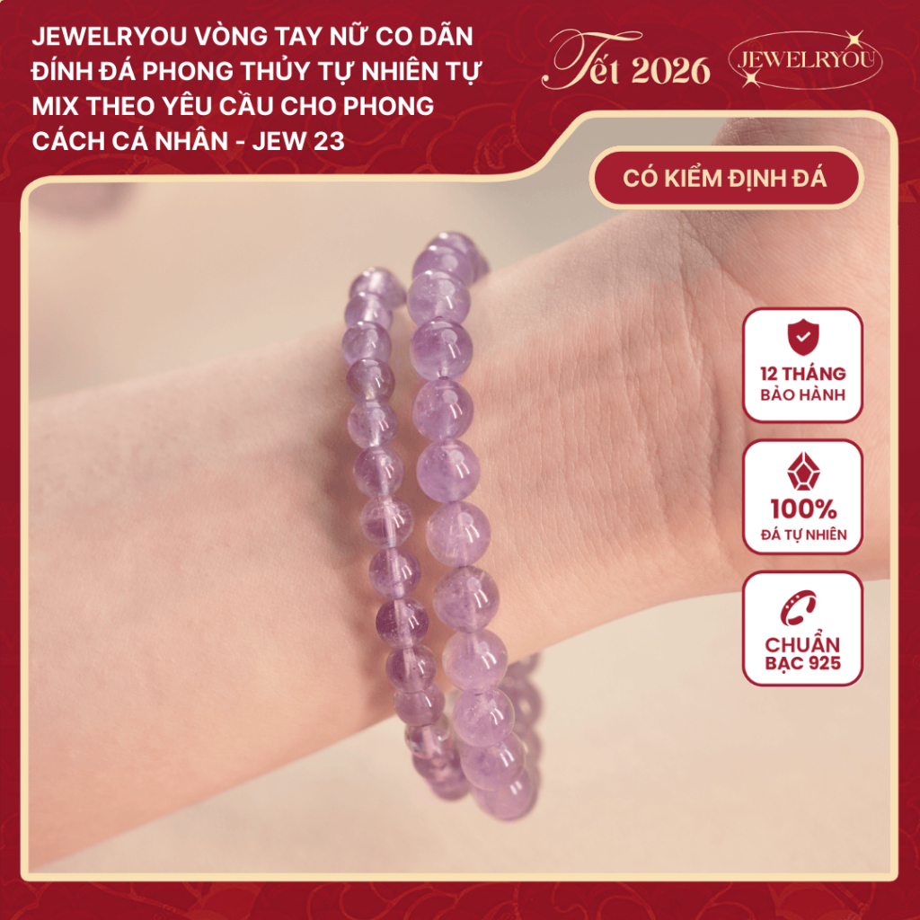 [ib Chọn Đá] JEWELRYOU Vòng Tay Nữ Co Dãn Đá Năng Lượng Tự Nhiên Tự Mix Theo Yêu Cầu Cho Phong Cách 