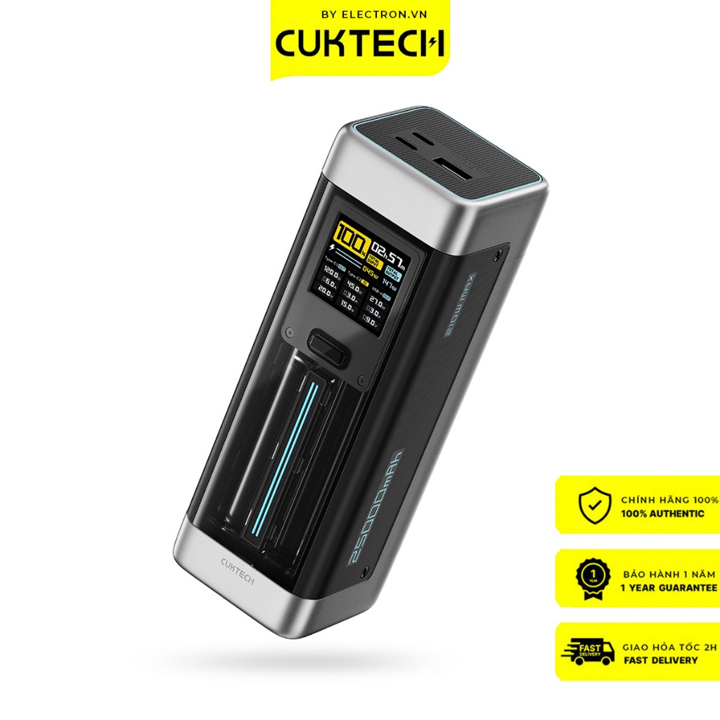 Pin dự phòng Cuktech 20 Power Bank 25.000mAh 210W PD3.1/PPS5A/QC/Mi Turbo 120W – P23