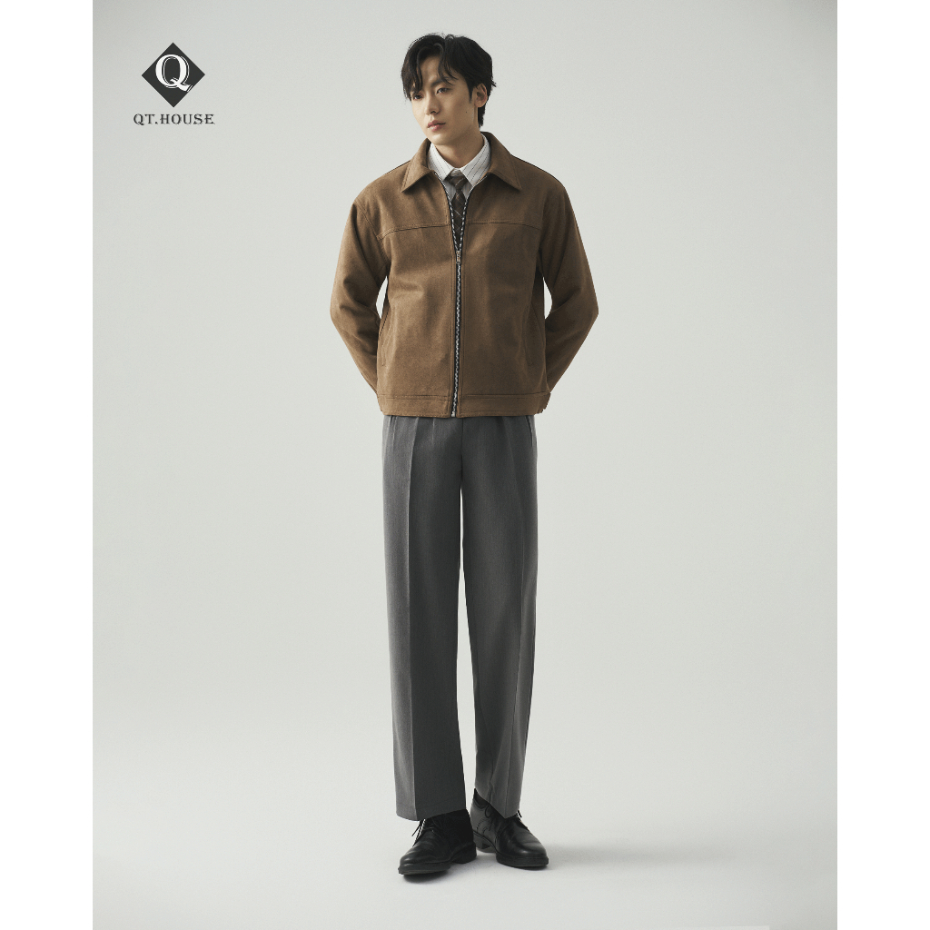 QTHOUSE Áo Khoác Da Lộn Nam Jacket 2 Lớp Cao Cấp Menswear Có Khóa Zip Sang Trọng AKDA01 | BigBuy360 - bigbuy360.vn