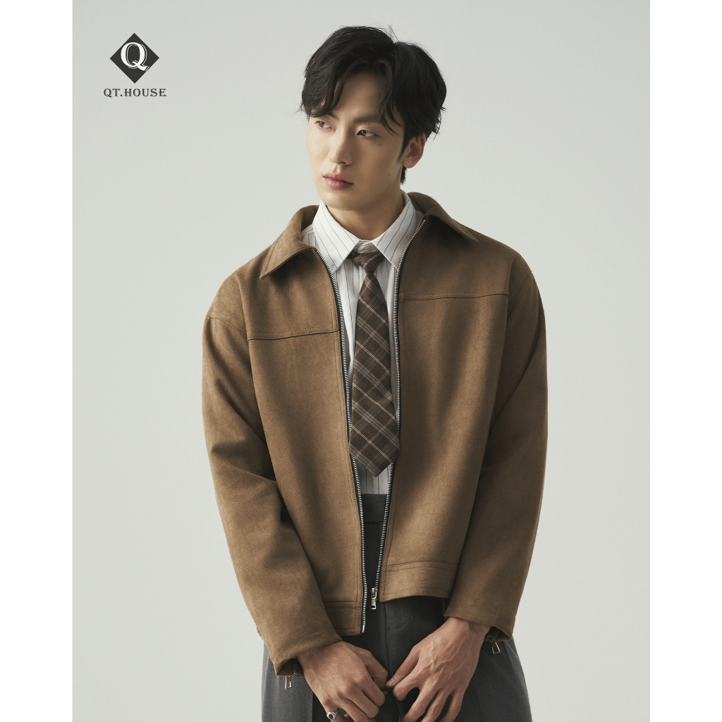 QTHOUSE Áo Khoác Da Lộn Nam Jacket 2 Lớp Cao Cấp Menswear Có Khóa Zip Sang Trọng AKDA01 | BigBuy360 - bigbuy360.vn