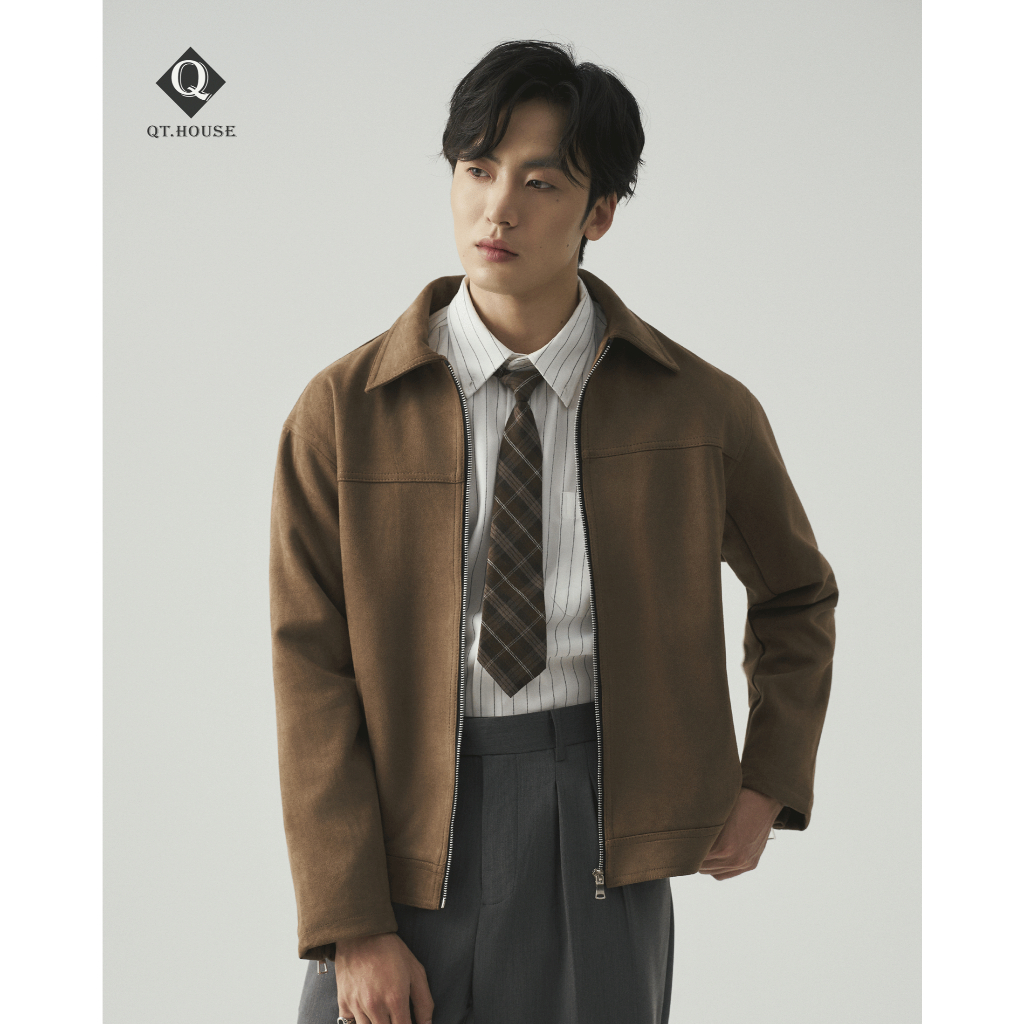 QTHOUSE Áo Khoác Da Lộn Nam Jacket 2 Lớp Cao Cấp Menswear Có Khóa Zip Sang Trọng AKDA01 | BigBuy360 - bigbuy360.vn