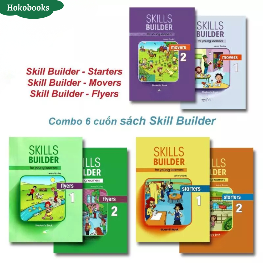 Sách Skills Builder Starters, Flyers, Movers 1+2 (combo 2 cuốn) - In laser đẹp, tặng kèm audio