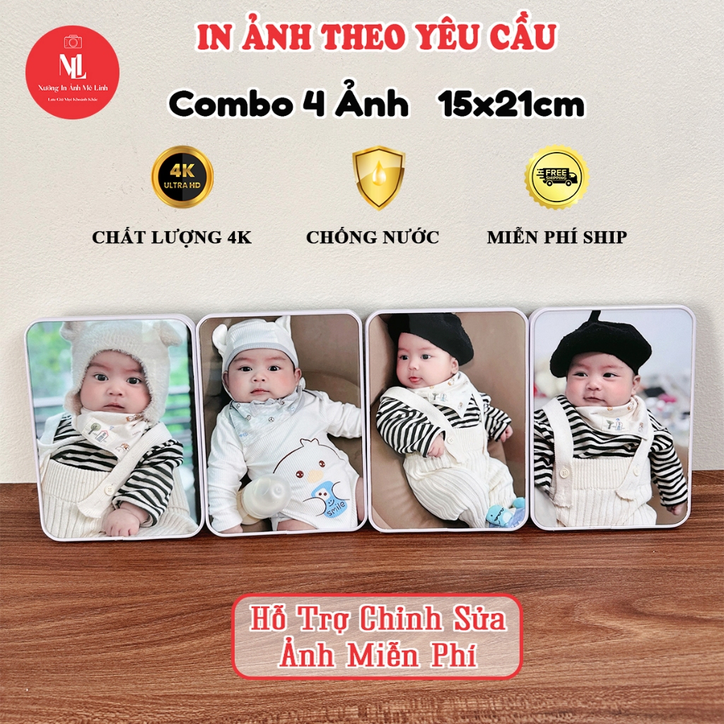[Size 15x21cm] Combo 4 Ảnh Để Bàn Tráng Gương 4k - In Ảnh Mê Linh In Theo Yêu Cầu