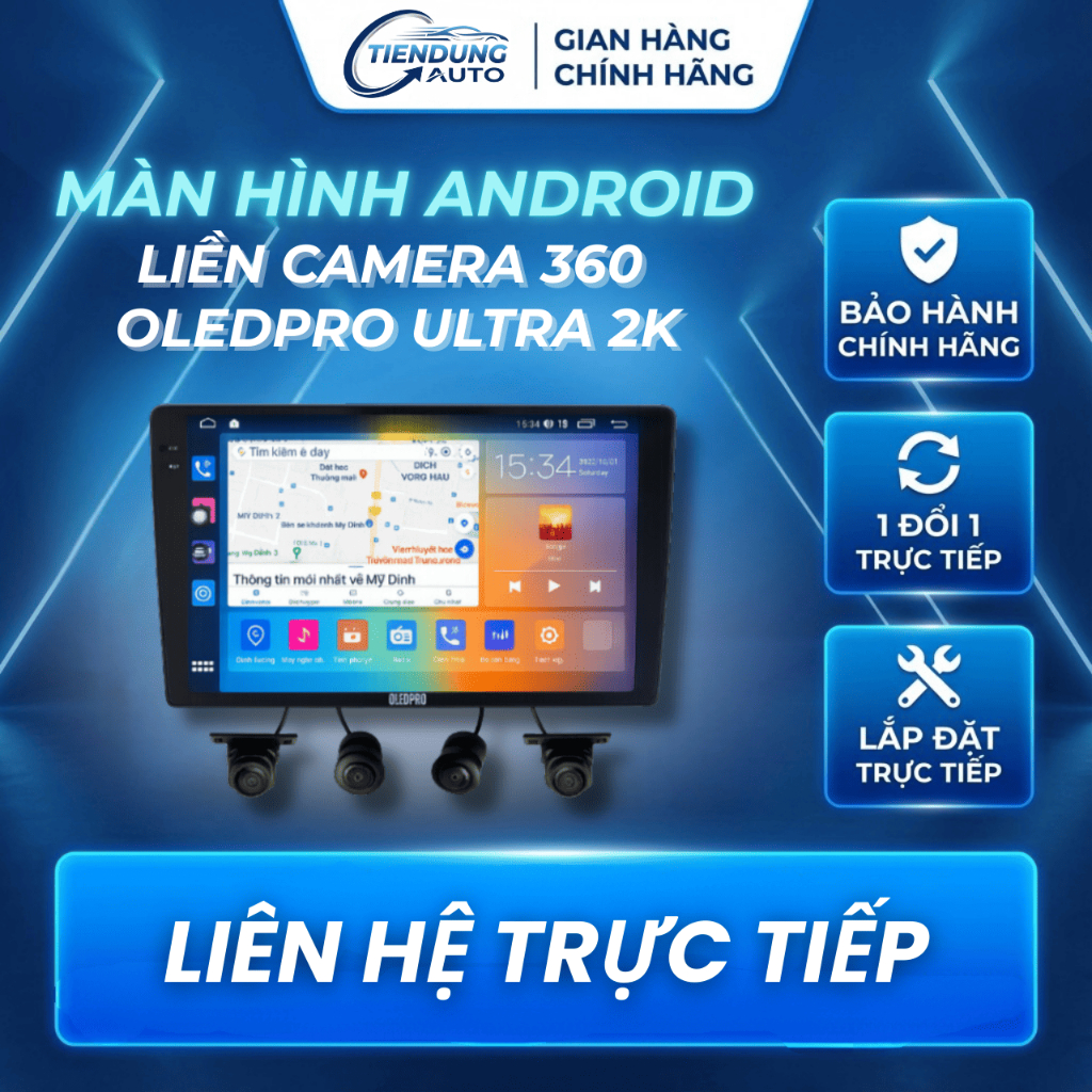 NEW 2026  Màn Hình Android Ô Tô OLEDPRO Ultra 2k LIỀN CAMERA 360 | TẶNG VIETMAP S2 TRỌN ĐỜI | 1 ĐỔI 