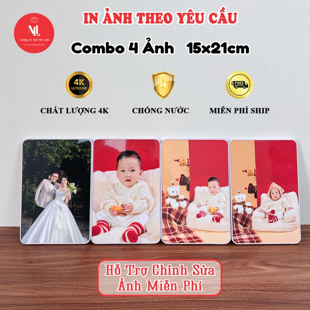 [Size 20x30cm] Combo 4 Ảnh Để Bàn Tráng Gương 4k - In Ảnh Mê Linh In Theo Yêu Cầu