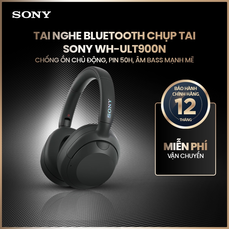 Tai nghe bluetooth chụp tai Sony WH-ULT900N chống ồn chủ động, pin 50h, âm bass mạnh mẽ