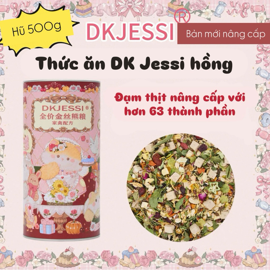 Thức ăn cho Hamster DK JESSI HỒNG bản nâng cấp 65 thành phần đạm thịt cho chuột hamster Hoả tốc Hà N