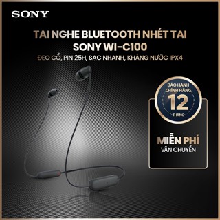 Tai nghe bluetooth nhét tai Sony WI-C100 đeo cổ, pin 25h, sạc nhanh, kháng nước IPX4