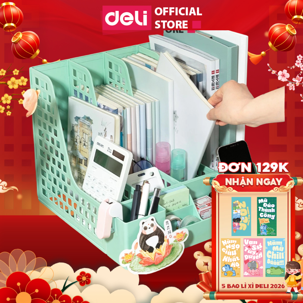 Khay Kệ Đựng Tài Liệu Deli 4 Ngăn Giá Kệ Đựng Sách Vở Hồ Sơ Giấy Tờ Văn Phòng Phẩm Màu Pastel Dễ Thư