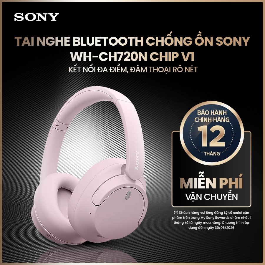 Tai nghe bluetooth chống ồn Sony WH-CH720N chip V1, kết nối đa điểm, đàm thoại rõ nét