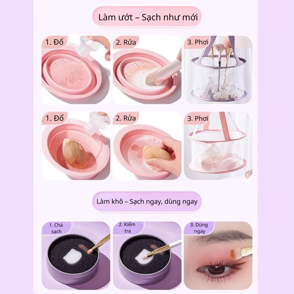 Ảnh 3 của Dụng cụ giặt cọ BEABIAI giúp làm sạch cọ giặt khô,ướt