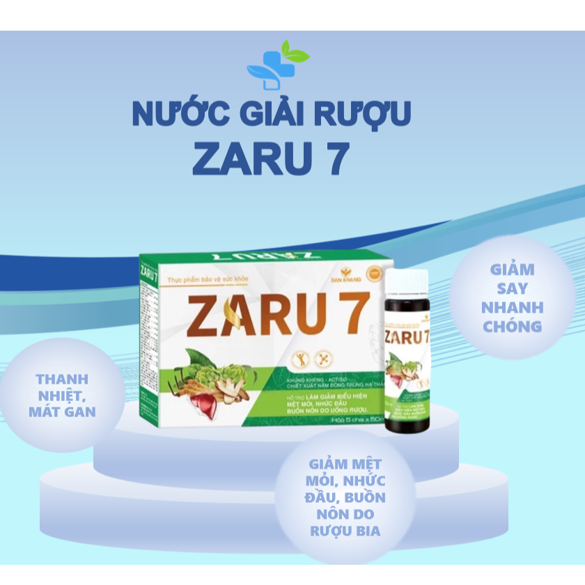 Nước Giải Rượu Zaru 7 – Hỗ Trợ Giải Độc, Mát Gan, Giảm Nhức Đầu, Mệt Mỏi, Buồn Nôn (Hộp 5 Chai)