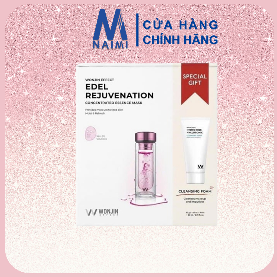 { TẶNG SRM} Hộp 10 Miếng Mặt Nạ Wonjin ( Tặng Kèm Sửa Rửa Mặt Wonjin Effect )
