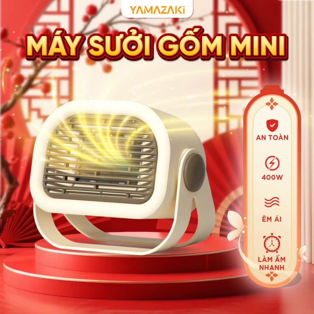 Máy sưởi gốm PTC mini để bàn 400W sưởi ấm cơ thể, dành cho cá nhân, em bé khi làm việc, đi tắm