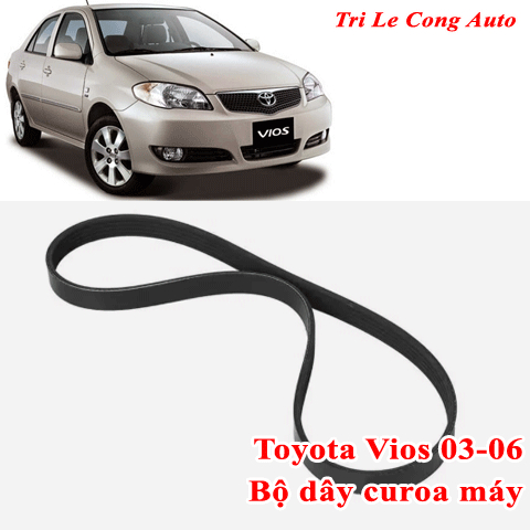 Bộ Dây Curoa Toyota Vios 2002–2006 Máy 1.5 1NZ-FE | Dây Bơm Nước Máy Phát Trợ Lực Máy Lạnh