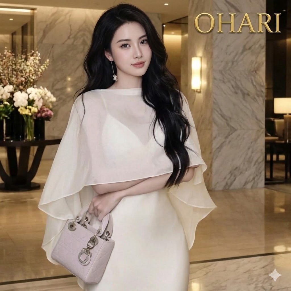 Khăn choàng tơ dáng dài sang chảnh, áo choàng voan mang được nhiều mẫu Ohari clothing